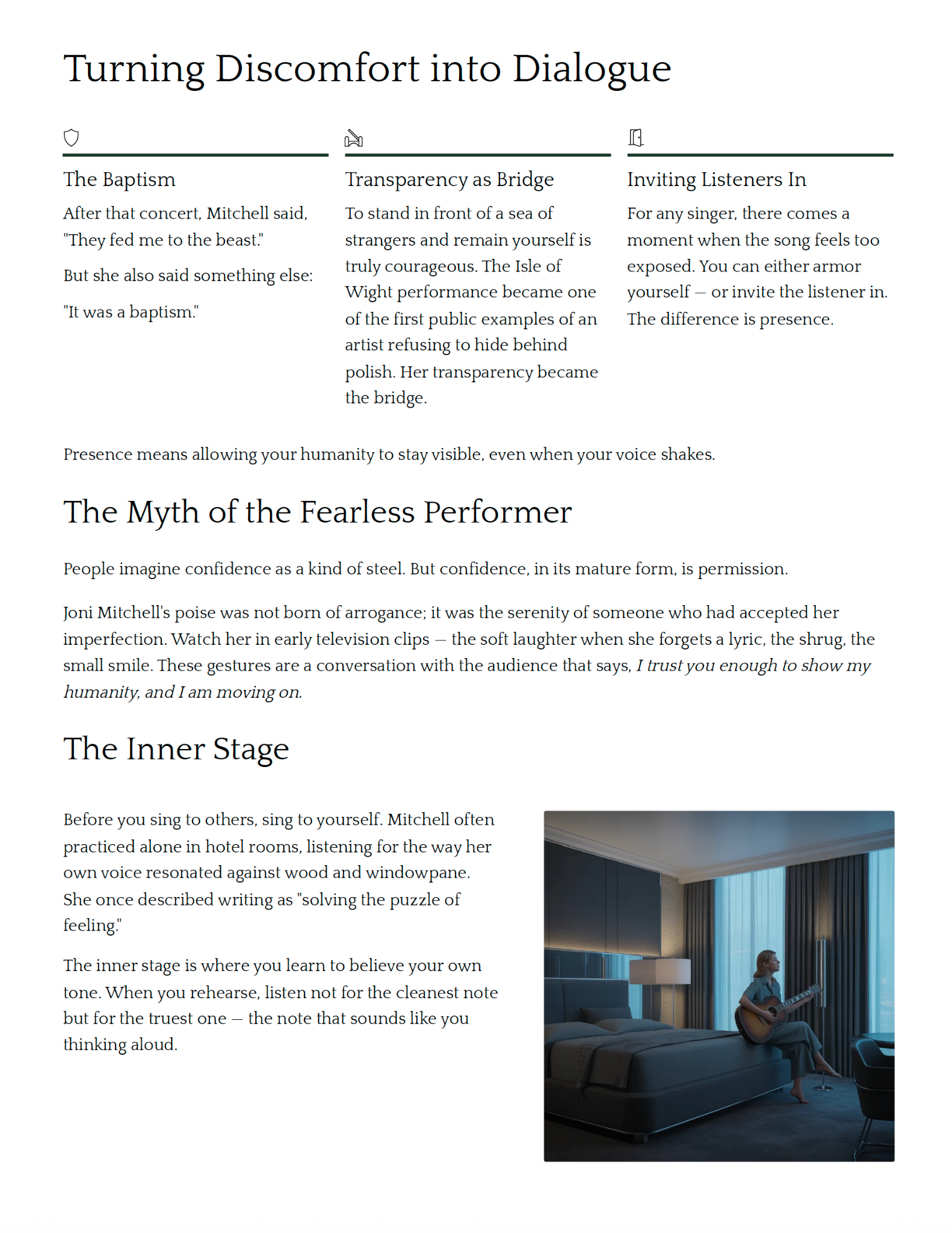 Sing Anyway interior about turning discomfort into dialogue